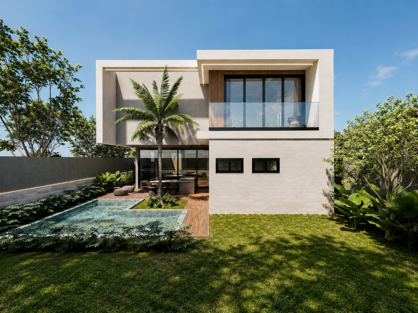 Fundos da Casa Palmier com piscina