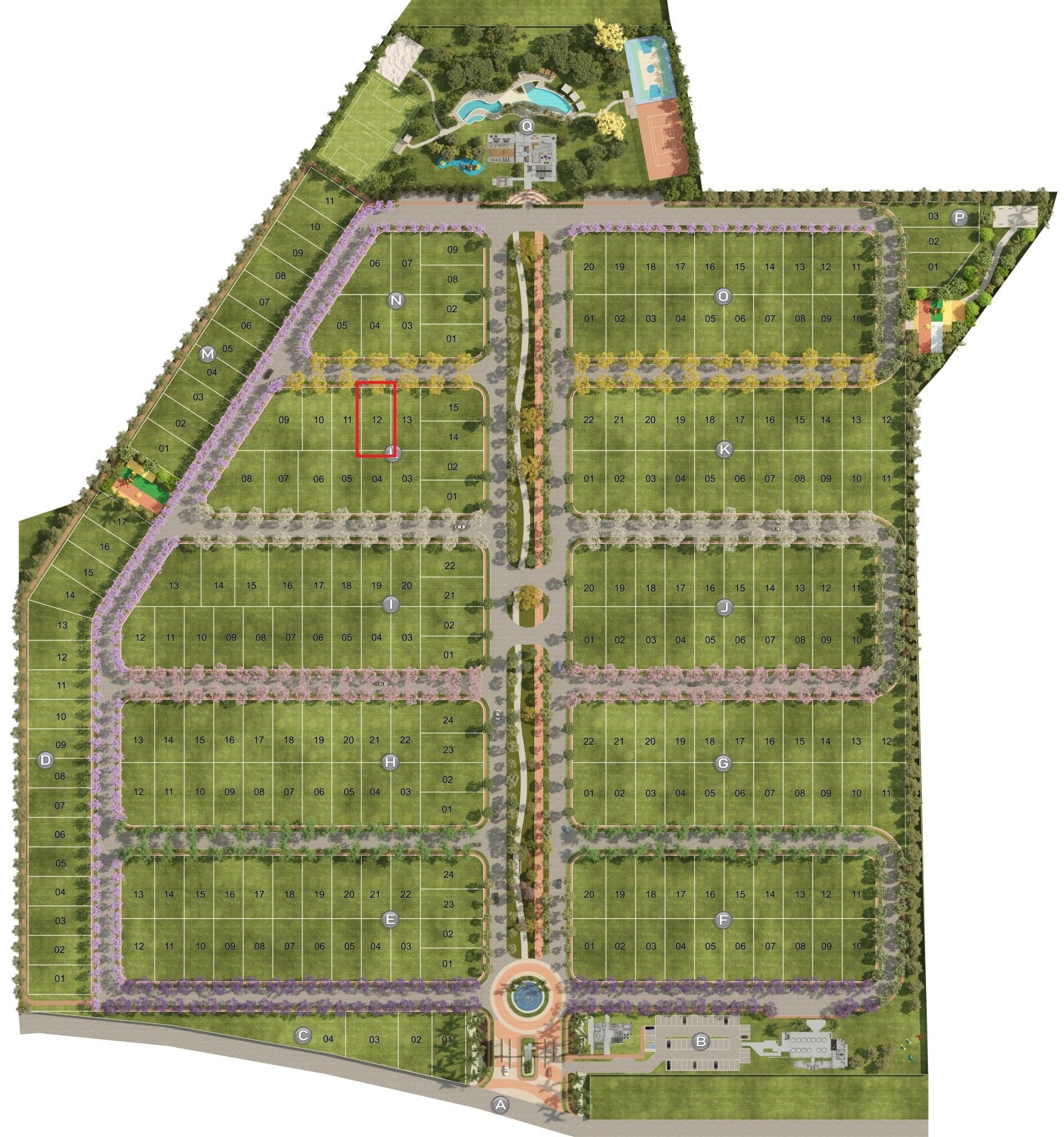 Planta do Condomínio Oásis Home Park com o Lote L-12 destacado